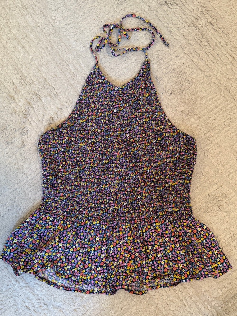 Patrons of Peace Purple Multi Floral Halter One-Piece